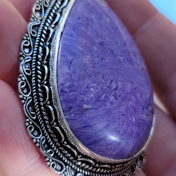 Sterling Silver Purple Stone Pendant with 20-Inch Chain - Picture 3 of 10